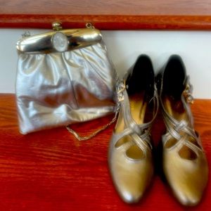 Angle steps silver shoes and Ande bag